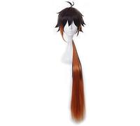 LINLINCD - Anime Coser Genshin Impact Peluca Anime Cosplay Zhongli Peluca con gorro de peluca gratis para Halloween en