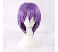LINLINCD - Anime Coser Kuroko's Baloncesto Murasakibara Atsushi Cosplay peluca corta púrpura fibra de alta temperatura pelo Halloween carnaval disfraz peluca