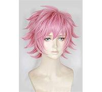 LINLINCD -Anime Coser My Boku No Hero Academia Ashido Mina Corto Rosa peluca de Cosplay en capas resistente al calor resistente al calor+gorro