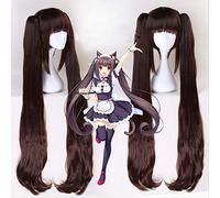 LINLINCD - Anime Coser Peluca Chocola Anime NEKOPARA Cosplay Peluca Mujeres Chocolate 100 cm Resistente al Calor Pelo Sintético NEKOPARA Cosplay Cabello+Red para el Cabello