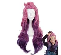 LINLINCD - Anime Coser Peluca Game LoL Seraphine Cosplay Peluca KDA Cosplay Lose Wave Rosa Mixed Purple Wigs Heat Resistant Synthetic Hair