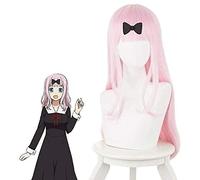 LINLINCD - Anime Coser Peluca Larga Anime Recta Kaguya - Sama Love is Guerra Chika Fujiwara Cosplay Peluca para Mujer Niña Sintética Mujer 60 cm Cos Fiesta Peluca Peluca