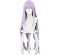 LINLINCD -Anime Coser peluca princesa Suyeris Cosplay peluca mujer púrpura 39 pulgadas largo disfraz recto pelucas sintéticas pontins pelo con gorra fiesta de Halloween