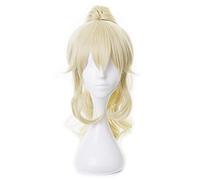 LINLINCD -Anime Coser Peluca Saccrose Peluca Genshin Impact sacarosa Cosplay peluca con orejas de clip y gorra de peluca larga recta verde azul Anime Cosplay peluca (Color: Jean)