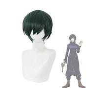 LINLINCD - Anime Coser pruik Anime Jujutsu Kaisen Zenin Mai Cosplay peluca corta verde oscuro pelo sintético resistente al calor+ peluca gorra Halloween fiestas pelucas