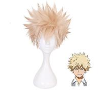 LINLINCD -Anime Coser Pruik Anime Mi Héroe Academia Bakú No Héroe Bakugou Katsuki Bakugo Lino Corto Rubia Resistente al Calor Cosplay Peluca de Disfraz