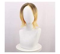 LINLINCD - Anime Coser pruik Anime Peluca Haikyuu! Kenma Kozume Negro teñido peluca de pelo corto Cosplay Comic- Con Halloween Party Carnival Hombres y Mujeres Anime Fans Regalo