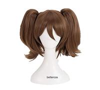 LINLINCD -Anime Coser pruik Los Siete Pecados Mortales Diane Cosplay Pelucas Marrón Doble Clip Desmontable Ponytails Peluca de pelo sintético resistente al calor+Gorro de peluca