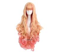 LINLINCD -Anime Coser pruik Macross F Sheryl Nome Cosplay Peluca Larga Ondulada Luz Rubio Rosa Sueño Ombre Peluca de pelo sintético resistente al calor+Tapa de la peluca