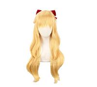 LINLINCD - Anime Coser pruik Minako Aino Cosplay Sailor Moon Cosplay Sailor Venus peluca para mujer Peluca de onda larga rizada Anime Cosplay resistente al calor pelo sintético