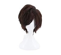 LINLINCD -Anime Coser pruik OW. Tracer Cosplay pelucas marrón oscuro corto esponjoso capas sintéticas resistencia al calor fibra peluca de juego de rol