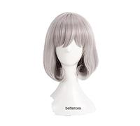 LINLINCD -Anime Coser pruik Touken Ranbu HONEBAMITOUSHIOU Cosplay peluca corta mixta gris resistente al calor sintético peluca de cabello+gorra de peluca
