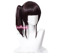 LINLINCD - Anime Coser pruik Tsuyuri Kanawo Cosplay Demon Slayer Cos Kimetsu No Yaiba Black Brown Peluca Cosplay Anime Cosplay Peluca sintética resistente al calor