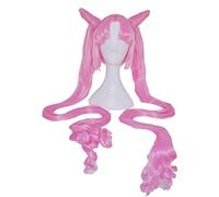 LINLINCD - Anime Coser Sailor Moon Chibi USA Cosplay pelucas largas rosas Cosplay pelucas con moño Halloween pelo sintético resistente al calor