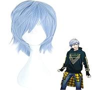 LINLINCD - Anime Coser Wig A3! Act Addict Actor Misumi Ikaruga Corto Cosplay Disfraz Resistente al Calor Resistente al Calor Rollo Pelo Sintético Pelucas de Halloween Fiesta