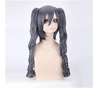 LINLINCD -Anime Coser Wig Anime Black Butler Sky Phantomhive Mujeres Peluca Larga Cosplay Pelucas Jugar Cabello Gris Oscuro Halloween 1: 1 Peluca 80cm