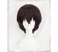 LINLINCD - Anime Coser Wig Anime Bungo Perros Stray Dazai Osamu Cosplay peluca corta marrón resistente al calor sintético disfraz peluca+peluca gorra