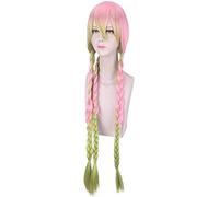 LINLINCD - Anime Coser Wig Anime Demon Slayer: KIMETSU No Yaiba Cosplay Kanroji Mitsuri Roll Player Wigs Halloween Cosplay Pelucas Nezuko Tanjirou Zenitsu