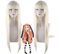 LINLINCD -Anime Coser Wig Anime Kakegurui Yomoduki Runa Peluca Larga Cosplay Rollo Play Milk Color Dorado+Peluca 80 cm
