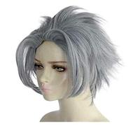 LINLINCD - Anime Coser Wig Anime Peluca Identidad: envahi Fukuda Tamotsu Azul y Gris Peluca de Pelo Corto Cosplay Comic Halloween Fiesta Carnaval Hombres y Mujeres Anime Fans Regalo