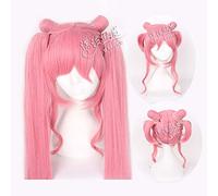 LINLINCD - Anime Coser Wig Cosplay Wig Sailor Moon Crystal Black Lady Tsukino Usagi Kleine Lady Serenity Chibiusa Long Curls Ponails Pelo sintético
