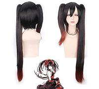 LINLINCD - Anime Coser Wig Date Una Pesadilla Live Nightmare Tokisaki Kurumi Cosplay Wig Resistente al Calor Pelo Sintético Marrón Cosplay Mixples Disfraz One Toeuil Tokisaki Peluca PL-147