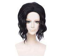 LINLINCD - Anime Coser Wig Demon Slayer: Kimetsu No Yaiba KIBUTSUJI Muzan Negro Mujer Fiesta Fiesta Fiesta Fete Ocho Permone Sintético Sithen Hilo resistente