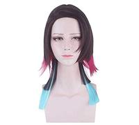 LINLINCD - Anime Coser Wig Enmu peluca multicolor Aanime Demon Slayer: KimtsU No Yaiba Cosplay pelo sintético Cosplay peluca de 28 cm Voland