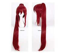 LINLINCD -Anime Coser Wig Fairy Cola Erza Scarlt Cosplay Pelucas de 100 cm de largo vino tinto resistente al calor peluca sintética+peluca