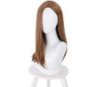 LINLINCD -Anime Coser Wig Game Cosplay Peluca Bela Brown Amarillo Media Longitud Kurry Cabello para Halloween Cosplay Señoras Pelucas Largas+Peluca Cap 45 cm (Color: Marrón)