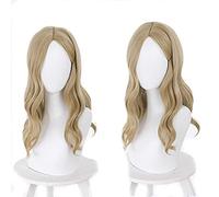 LINLINCD -Anime Coser Wig Game Cosplay Peluca Bela Brown Amarillo Media Longitud Kurry Cabello para Halloween Cosplay Señoras Pelucas Largas+Peluca Cap 45 cm (Color: Amarillo)