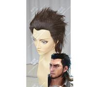 LINLINCD -Anime Coser Wig Game FF15 Final Fantasy XV Gladiolus Amicitia Cosplay Peluca corta de pelo sintético resistente al calor marrón+peluca