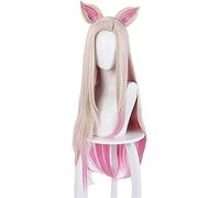 LINLINCD -Anime Coser Wig Game Lol Akali K/da Cosplay Pelucas de 45 cm de cola de caballo sintética Mezcla de cabello violeta (Tamaño: Ahri amarillo)