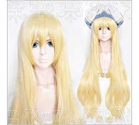 LINLINCD - Anime Coser Wig Goblin Slayer Onna Shinkan Cosplay peluca de 100 cm amarillo Heat Cosplay peluca+peluca sintética resistente Perucas