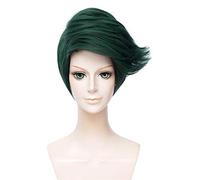LINLINCD - Anime Coser Wig Jojo' s Bizarre Adventure Rohan Kishibe Green Styled Damen Cosplay Party Fashion Anime Kostüm Vollperücke Synthetisches Haar Hitzebeständige Fasern