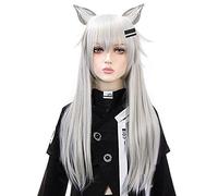 LINLINCD - Anime Coser Wig Juego Arknights Lapplande Cospla Cosplay Pelucas Plata Gris Larga Fibra de Alta Temperatura Peluca de Pelo Halloween Fiesta Carnaval Disfraz Wig One One Wig