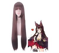 LINLINCD -Anime Coser Wig Juego Azur Lane Akagi Peluca Larga Recta Cosplay Cosplay Disfraz Resistente al Calor Pelo Sintético Mujeres Halloween Fiesta Juegos Pelucas