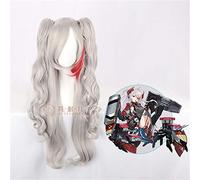 LINLINCD -Anime Coser Wig Juego Azur Lane Prince Eugen Peluca Cosplay Disfraz Plata Gris Curly Largo Curly Doble Cola Pelucas