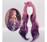 LINLINCD -Anime Coser Wig Juego Seraphine Wave Curly Wig Disfraz Cosplay Cosplay KDA Resistente al Calor Pelo Sintético Mujeres Rosa Unisex Púrpura Pelucas Largas