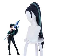 LINLINCD -Anime Coser Wig Kda Baddest Kaisa Peluca de cola de caballo larga Cosplay Disfraz Kda Resistente al Calor Pelo Sintético Juego Pelucas para Mujeres