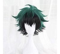 LINLINCD -Anime Coser Wig Mon Boku No Hero Academia Izuku Midoriya Cosplay Pelucas cortas Disfraz Cosplay Peluca Negra+Peluca Resistente al Calor
