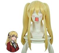 LINLINCD -Anime Coser Wig Panie Cola Peluca Forzada Kakegurui Saotome Meari Cosplay Peluca Clip de luz Clip largo para el cabello Resistente al calor+peluca