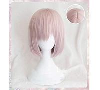 LINLINCD -Anime Coser Wig Peluca sintética rosa sintética Fate/Gran Order Mash Kyrielight Shielder Shield Cosplay Wig Fibra de resistencia al calor+peluca Cap 30,5 cm