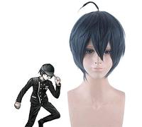LINLINCD -Anime Coser Wig Saihara Shuichi Tinta Azul Color Unisex Peluca: Trigger Happy Havoc Cosplay Peluca corta sintética Cosplay Peluca Cosplay Peluca + Peluca Cap30 cm