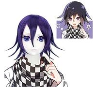 LINLINCD -Anime Coser Wig: Trigger Happy Havoc Cosplay peluca abuela kokichi jugando corto negro púrpura color pelo Halloween 1: 1 peluca+gorro de peluca 35 cm