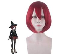LINLINCD -Anime Coser Wig: Trigger Happy Havoc Yumeno Himiko Roll Cosplay Dark Red Peluca Play Juego PonyTails 35 cm Corto Peluca+Pelucas Gorras