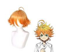 LINLINCD - Anime Coser Wig Unisex The Promise Nightland Emma Shorts Naranja - Amarillo Gradient Cosplay Peluca Shaggy Hombres Hombres Anime Disfraz Peluca Peluca de Pelo Sintético Resistente