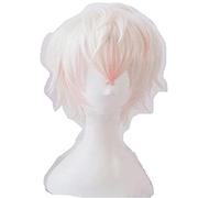 LINLINCD Anime Cosplay peluca 2020Mystic Messenger Cosplay pelucas Saeran Ray peluca corta blanca mezcla rosa resistente al calor sintético peluca de splay para el cabello+peluca gorra