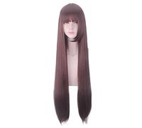 LINLINCD Anime Cosplay peluca Akagi Cosplay juego Azur Lane Cosplay pelucas sintéticas resistentes al calor largo recto marrón pelo rojo Halloween Cosplay pelucas para mujeres
