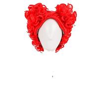 LINLINCD Anime Cosplay peluca Alicia en el país de las maravillas Red Queen Cosplay pelucas corto rojo resistente al calor sintético peluca de pelo sintético+gorro de peluca